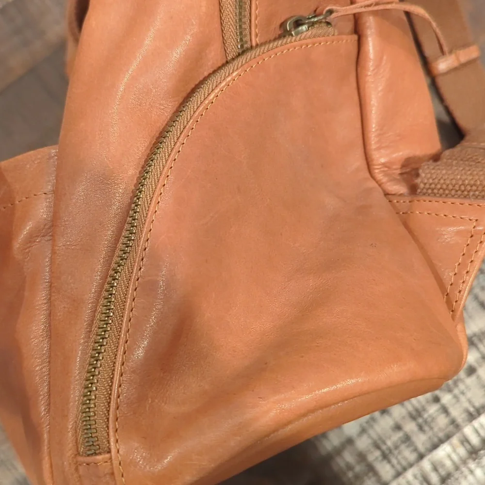 Lucky Brand, Camel Color Leather Backpack.